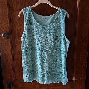 Croft & Barrow Women's Aqua Lace Tank Top